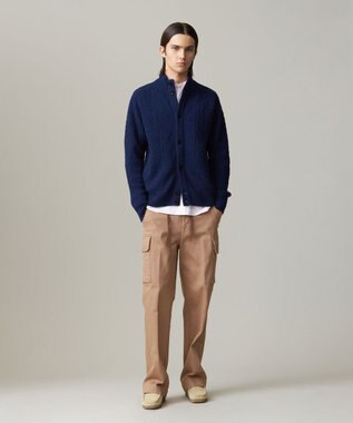 J.PRESS MEN 【KING SIZE】【Cash Lamb’s Wool】ハイネックケーブルカーディガンニット ネイビー系