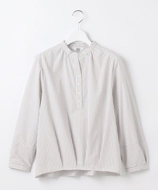 J.PRESS LADIES 【洗える・接触冷感・UVケア】エステネージュストライプ コクーン ブラウス グレーストライプ系