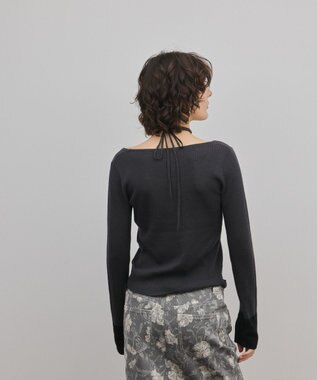 GRACE CONTINENTAL バイカラーリブニットトップ チャコール