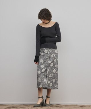 GRACE CONTINENTAL バイカラーリブニットトップ チャコール