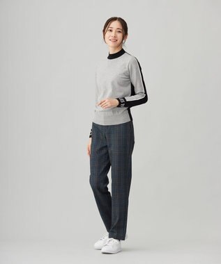23区GOLF 【WOMEN】レーヨンストレッチカラーブロックニット ライトグレー系