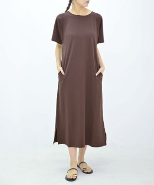 TOQUE 25SS新作〈大草直子さんアドバイザー〉スーピマコットン半袖ロングワンピース ブラウン