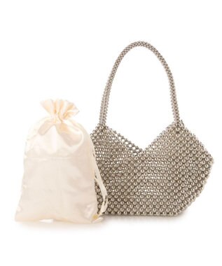 UNBILLION カシュカシュ cachecache / ビーズハート手提げバッグ シルバー