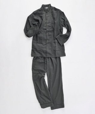 京和晒綿紗 【紗栄子さん愛用パジャマの色違い/UNISEX】ガーゼパジャマ 2重合わせ 草木染め【すみくろ】 すみくろ