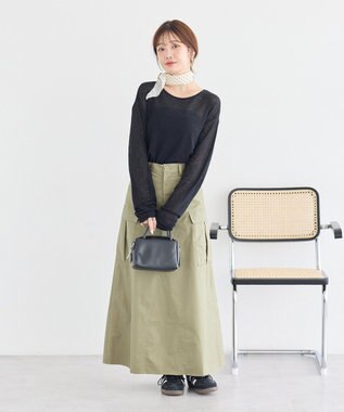 earth music&ecology シアーワッフルプルオーバー Black