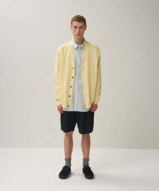 ATON COTTON WASHI KNIT | オーバーサイズニットカーディガン - UNISEX YELLOW