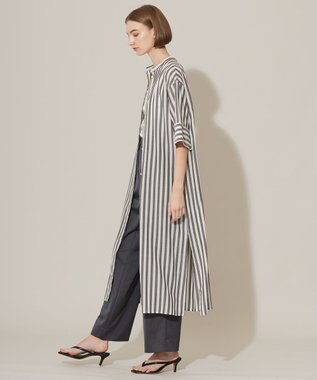 ICB 【接触冷感・洗える】 キュプラローンストライプ ワンピース ブラックストライプ系