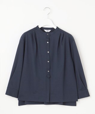 J.PRESS LADIES 【WEB限定カラーあり】ストライプジャカード バンドカラー カットソー ネイビー系