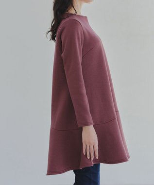 Tiaclasse L 【洗える】裏起毛フレアワンピチュニック ボルドー