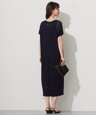 自由区 S 【ワコールコラボ】【カタログ掲載・洗える】レーシーニット ドレス ネイビー