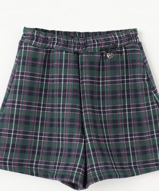 ANY KIDS 裏シャギーチェックショートパンツ グリーン系