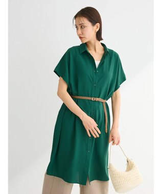 Green Parks ＳＥＴ２点　合皮ベルト＋ミディシャツワンピース Green