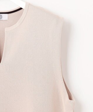 J.PRESS LADIES 【洗える】COTTON ACETATE キーネック ニット ベスト ライトグレー系