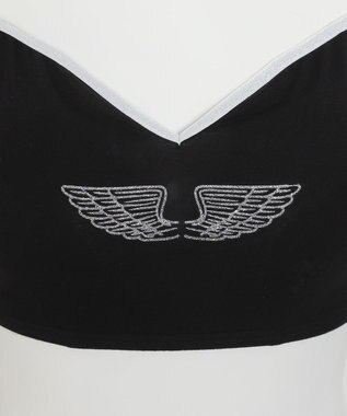 WEGO 【ブラトップ＆ショーツセット】Liliane　Ciel　フェザーラメ ブラック