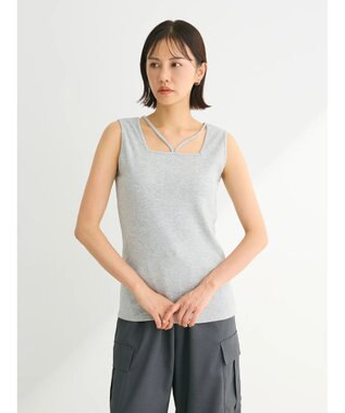 Green Parks マルチストラップテレコタンク Gray Mixture