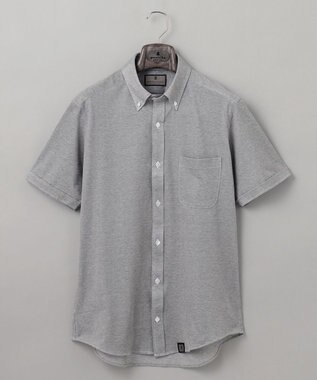GOTAIRIKU 【吸汗速乾】クールマックス鹿の子 半袖ビズシャツ_ボタンダウン ライトグレー系