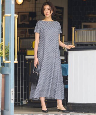 自由区 【洗える・XSサイズあり】アラベスクプリント  ワンピース ブーケンビリア