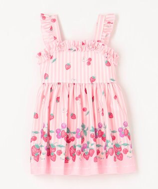 ANY KIDS ストライプ×フルーツ ワンピース 水着 ピンク系