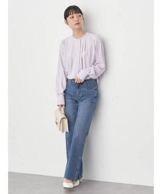 earth music&ecology ノーカラーフロントタックブラウス Light Pink