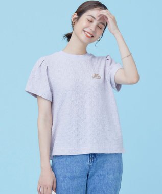 組曲 L 【WEB限定】ストレッチジャガード クロップドＴシャツ ピンクグレージュ系