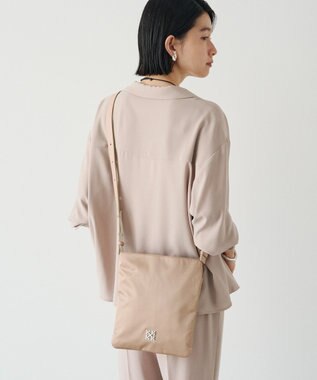 russet バイカラーレザーベルトフラットショルダーバッグ(SF-278) PinkBeige