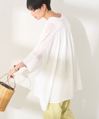 AMERICAN HOLIC 【接触冷感】Ｖネックシアー半袖ＢＩＧシャツ Off White