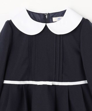 ANY KIDS 襟付き リボン 長袖ワンピース ネイビー