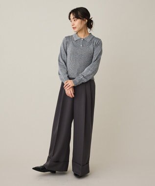 CRAFT STANDARD BOUTIQUE ポロ衿アンサンブルニット Gray