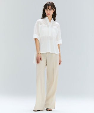 BEIGE， 【洗える・Oggi 10月号掲載】BAC / コットンビックポケットスタンドカラーシャツ White