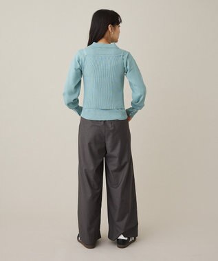 CRAFT STANDARD BOUTIQUE ポロ衿アンサンブルニット Blue Gray