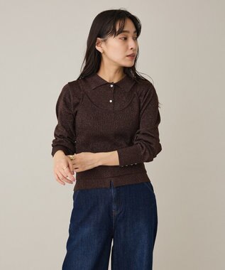 CRAFT STANDARD BOUTIQUE ポロ衿アンサンブルニット Brown