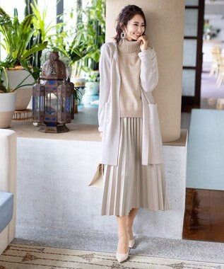 Tiaclasse 【洗える】もっちり柔らかいリブタートルプルオーバーニット ベージュ