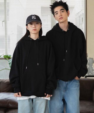 WEGO 【ユニセックス着用ITEM/MLXLサイズ展開/新色追加/裏起毛】スウェットプルパーカー ブラック