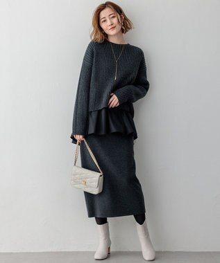 23区 【Oggi2月号掲載/洗える】カシミヤブレンド クロップド ニット グレー系