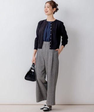 組曲 S ネコアシツィード ワイドパンツ グレー系