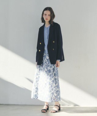 YECCA VECCA シアーレース柄マーメイドスカート Blue