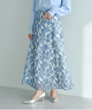 YECCA VECCA シアーレース柄マーメイドスカート Blue