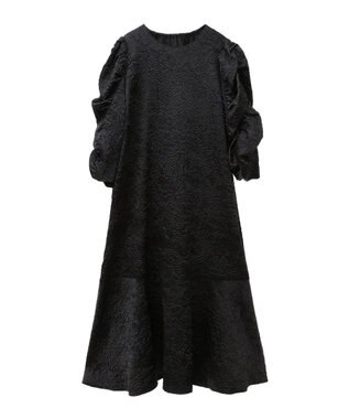 Green Parks ■ＥＳＣＡＲ　エンボスギャザースリーブワンピース Black