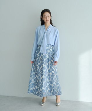 YECCA VECCA シアーレース柄マーメイドスカート Blue