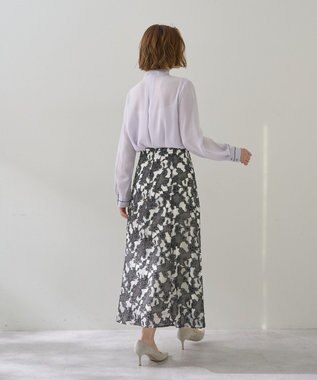 YECCA VECCA シアーレース柄マーメイドスカート Black