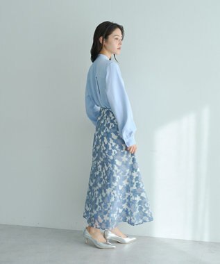 YECCA VECCA シアーレース柄マーメイドスカート Blue