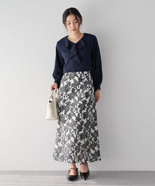 YECCA VECCA シアーレース柄マーメイドスカート Black