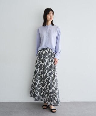 YECCA VECCA シアーレース柄マーメイドスカート Black