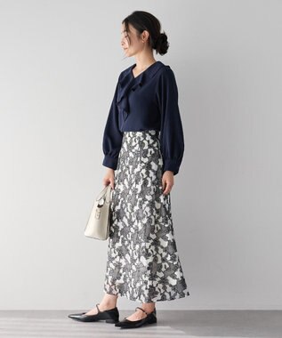 YECCA VECCA シアーレース柄マーメイドスカート Black