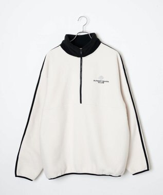WEGO フリース ワンポイントハーフZIPプルオーバー オフホワイト