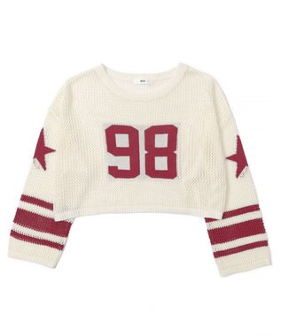 WEGO ナンバリングメッシュショートニット レッド