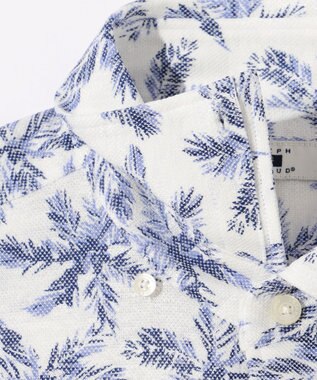 JOSEPH ABBOUD 【吸水速乾/ストレッチ/ノルマンディーリネン】リネンハニカム プリントジャージー シャツ ライラック系6