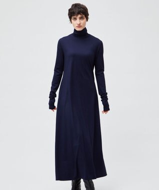 BEIGE， 【洗える】CALDANA / タートルネックロングドレス Navy