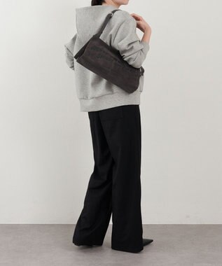 russet ステンシルデザインスエード横長ショルダーバッグ(CE-1640) Gray