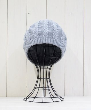 石田製帽 オーガニックコットン アラン編みベレー ブルーグレー